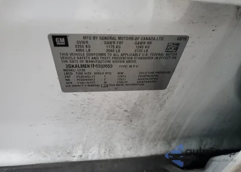 2015 GMC Terrain Sle из США, поврежденный, VIN 2GKALMEK1F6303659